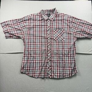Blue Gear BG Size XL Men's Red & Gray Plaid Button Up Loose Fit